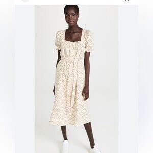 English Factory micro floral prarie button front maxi dress size L cream